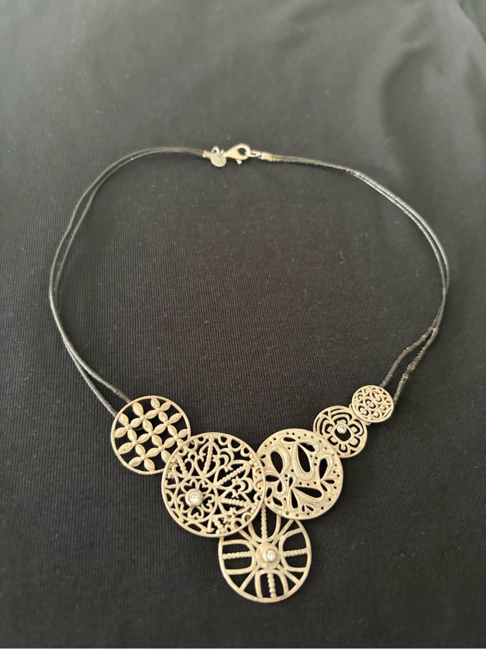 Vintage Silpada Silver Circle Statement Necklace